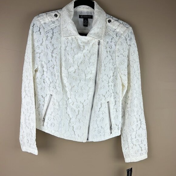 NWT I.N.C. International Concepts Lace Asymmetrical Zippered Blazer Jacket - Picture 2 of 10